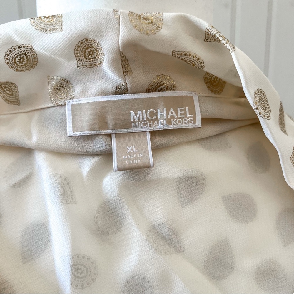 Michael Kors Floating Gold Foil Paisley Blouse - Picture 3 of 4